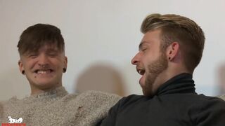 Gabriel quickly shoves his rock-hard cock up Kierons ass.