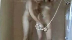 Lesbian workout in the shower of my naughty neighbor girls