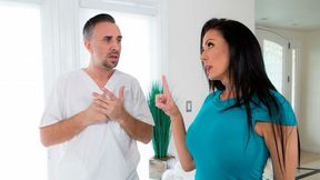 Spoiled Rich Babe Reagan Gets Oiled Up by Clumsy New Masseur Keiran in Massage Office Fiasco