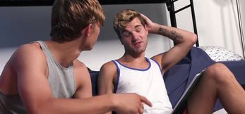 Buff stepdads rod sucked by stepsons in a trio fu