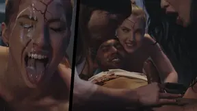 Femdom slaves humiliated and fucked by possessed demon lesbians