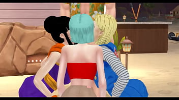 Bulma and Chi Chi and Android 18 hentai threesome