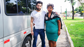 grannys first anal threesome in a van