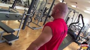 German Gym Babe Fucking on the Bench Press