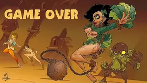 Sexy Brunette & Redhead Take On Goblin's Curse in Hot Anime Adventure