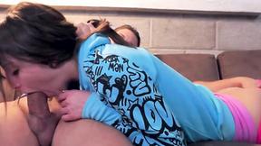 ”French-Canadian Brunette Teen Gobbles Peen”