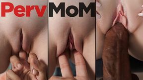 Stepmom's Tight Pussy Gets Fucked by Horny Stepson, Rubbing Her Big Boobs Till She Cums