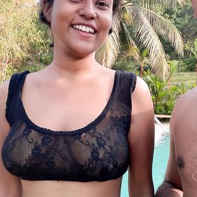 Indian Wife Fucked by Ex Boyfriend at Luxury Resort - Outdoor Sex - Swimming Pool