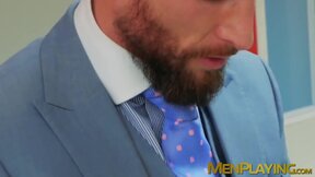 Handsome businessmen analdrilling after sloppy cocksucking