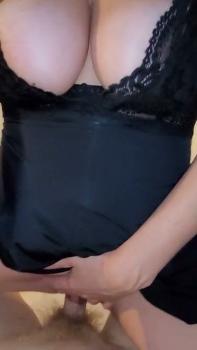 POV homemade sex munichgold rides her lover her big tits are shaking please cum on my long labia pussy   Clip 1