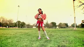 Super sexy green eyed cheerleader messes with Mr Big Dick