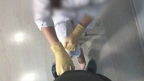 medical exam of a penis with a cumshot on her leggings (720p)