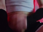 cute femboy in collar jerks off