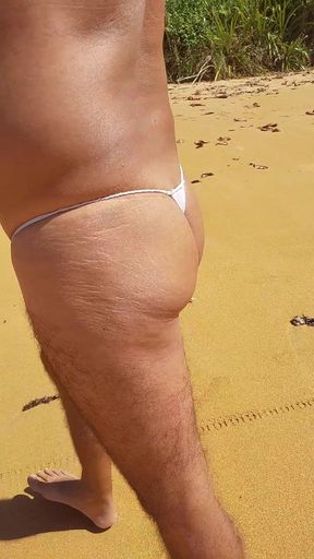 Ladysilva Crossdresser Walking in Sexy Panties on the Beach Looking for a Male to Her Hot Ass