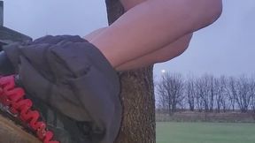 Stuck in Tree Panties Exposed