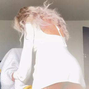 Sexy ass and sexy white dress blonde dildo good times