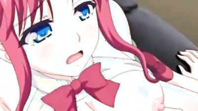 Watch this foxy redhead and her cutie with white hair take on a massive dick in hot hentai action!