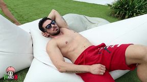 steamy outdoor fffm with two brunettes and blonde