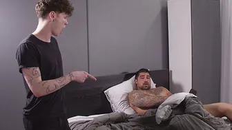 Twink Stepson Marco Bianchi Sucks Hunk Daddy's Big Dick Under Table