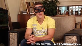 Handsome jock Mathieu wanks throbbing tool and receives bj