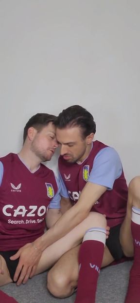 British Footy Studs Snog in Villa Kit Until They Get Fucking Jaw Ache
