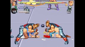 Horny Street Fighter Girls Cammy & Chun-Li Battle for Big-Cock Gangbang Creampie