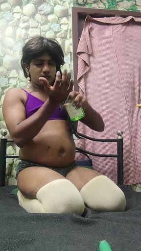 Raji Indian Crossdressers fucking with Dildoo