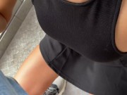 Perfect Body Teen Flashing Before Public Blowjob in Open Elevator - POV Blowjob