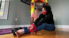 Jenni Evie Bound & Tape Gagged – Barefoot in Tight Jeans