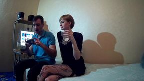 DATEZONE - Slutty wife in black pantyhose fucks her lover but her husband can't find out