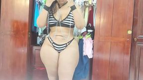 Hot stepmom gets aroused by trying on erotic lingerie