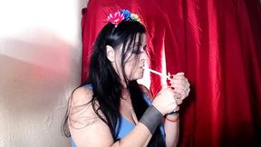 scened smoking MILF with full pout and long lashes
