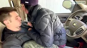 Mav & joey lee fuck in the drivers seat, again- risky cum inside