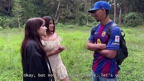 Hot young sluts ditch their tour guide in the woods to get fucked raw and wild