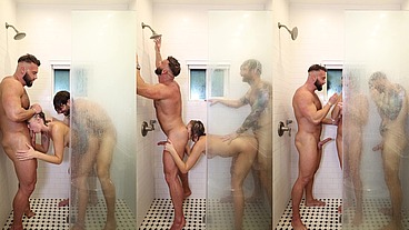 THREESOME SHOWER SEX WITH STUNNING BABE LOVELY LO