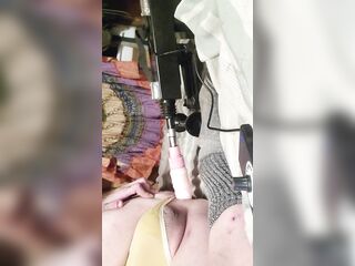 Sissy faggot crossdresser uses screw machine