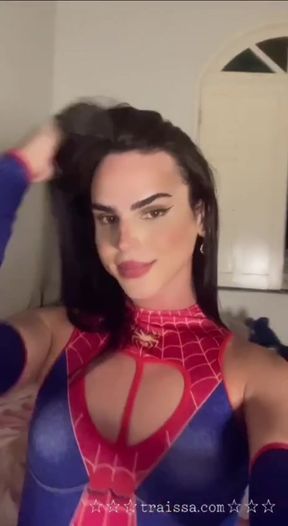 SpiderWoman teasing with her big dick