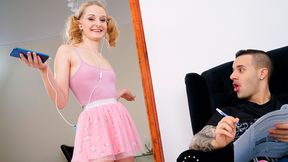 Pigtailed hottie Lylyta Yung rides on a huge dick after giving a rimjob