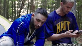 Ripped horny dude Skyy Knox fucks in the forest with his straight friend