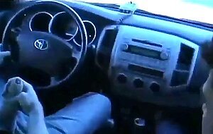 Big cock blowjob in moving car