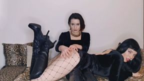 Boots and Fishnets Tease with Goddess Aurora