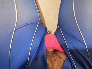 Large Weenie Transsexual in Dva Cosplay and pink Belt Jerking Off and Spunk fountain after Anal Masturbation with Large Vibrator and Booty Plug