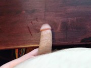 Big Thick White Cock Stroking and slapping table straight guy
