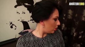 BBW with big tits rubs her clit and pees on herself