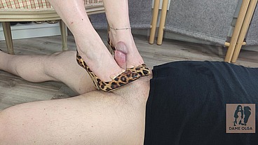 Leopard Stilettos (Part 2): Shoeplay, Shoejob & Cum on High Heels Before Sending Them to a Fan - Dame Olga 4K (728B)