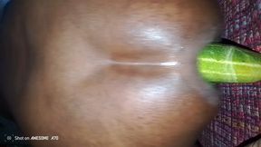 Cucumber in my ass love it