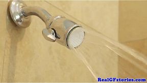 Lingerie-clad housewives get it on in a steamy double penetration scene