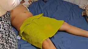 My neighbor gives me a really nice massage and ends up riding my cock