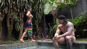 Curious Stepmom Explores New Pleasures with Her Muscular Stepson by the Pool - Featuring Sean Momoa and Issane!