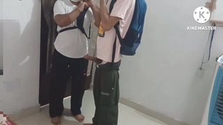 Desi college students fun in Toilet Giving blowjob to eachother